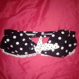 NWOT Black and white polka dot bandeau bikini top